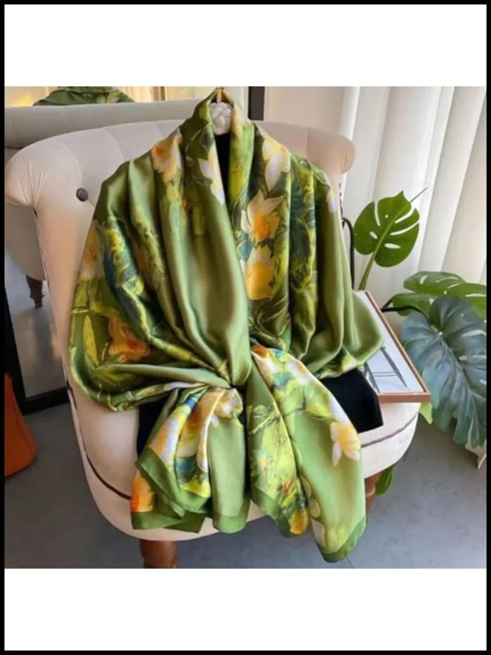 Large Silky Fashion Scarf Lightweight Wrap Shawl Sun Protection